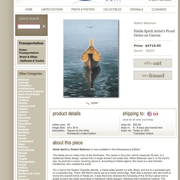 Haida Spirit Robert Bateman Raven Print, Paper Giclee - 350 S/N - Picture 6 of 6